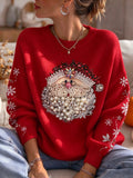 Women's Christmas Print Casual Knit Top