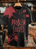 Men's Bloody Problem Solved Printed Casual T-Shirt