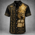 Men's Religious Faith Cross Printed Casual Shirt