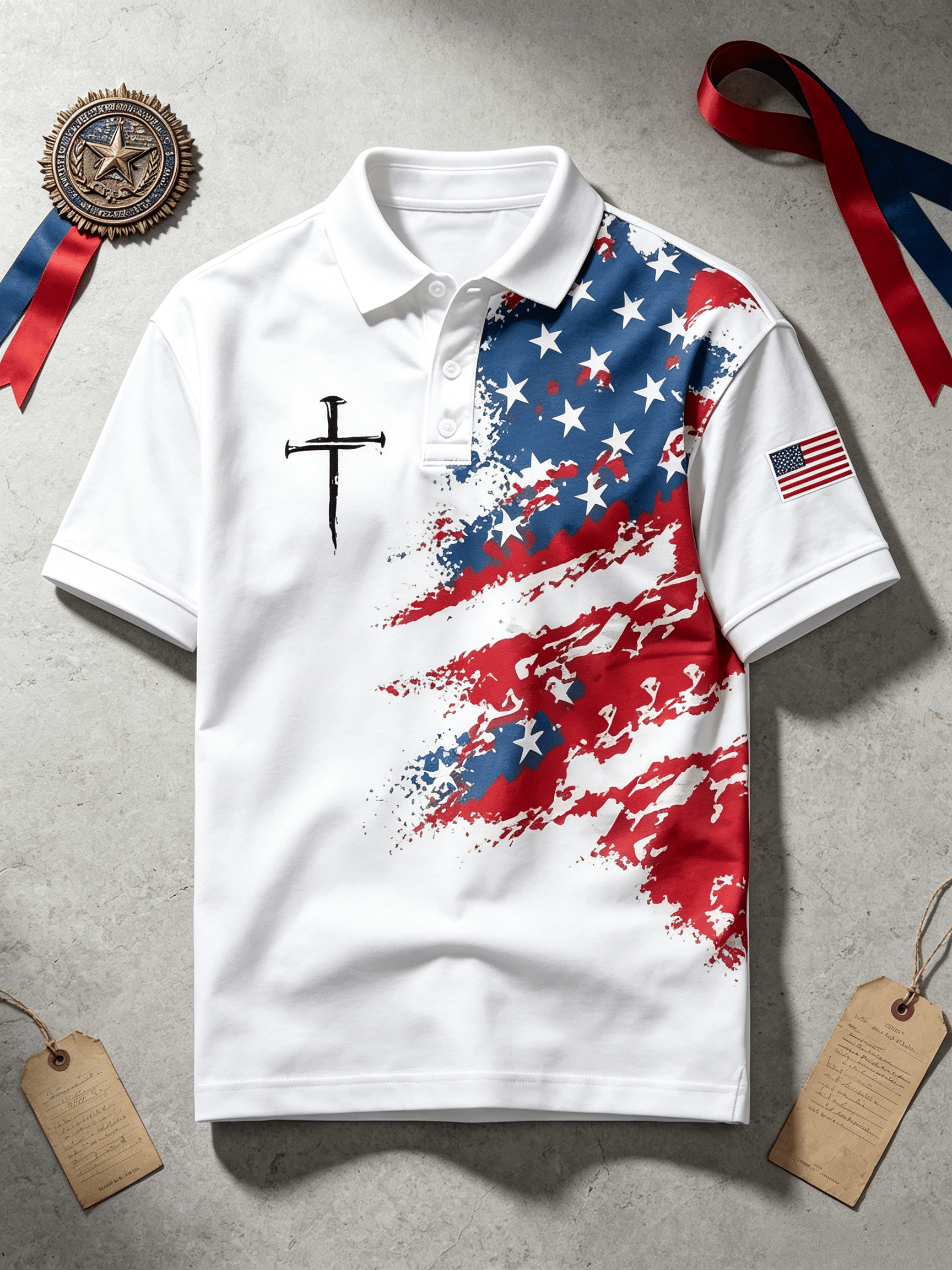 Men's Casual Faith Graphic Print Short Sleeve Polo Shirt
