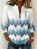 Women's Faith Collar Zipper Knit Long-Sleeved Top