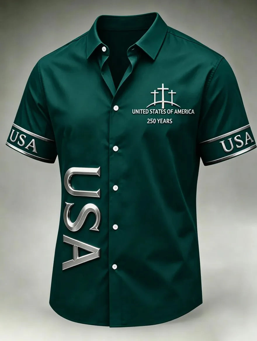 Men's Faith patriotic printed casual shirt