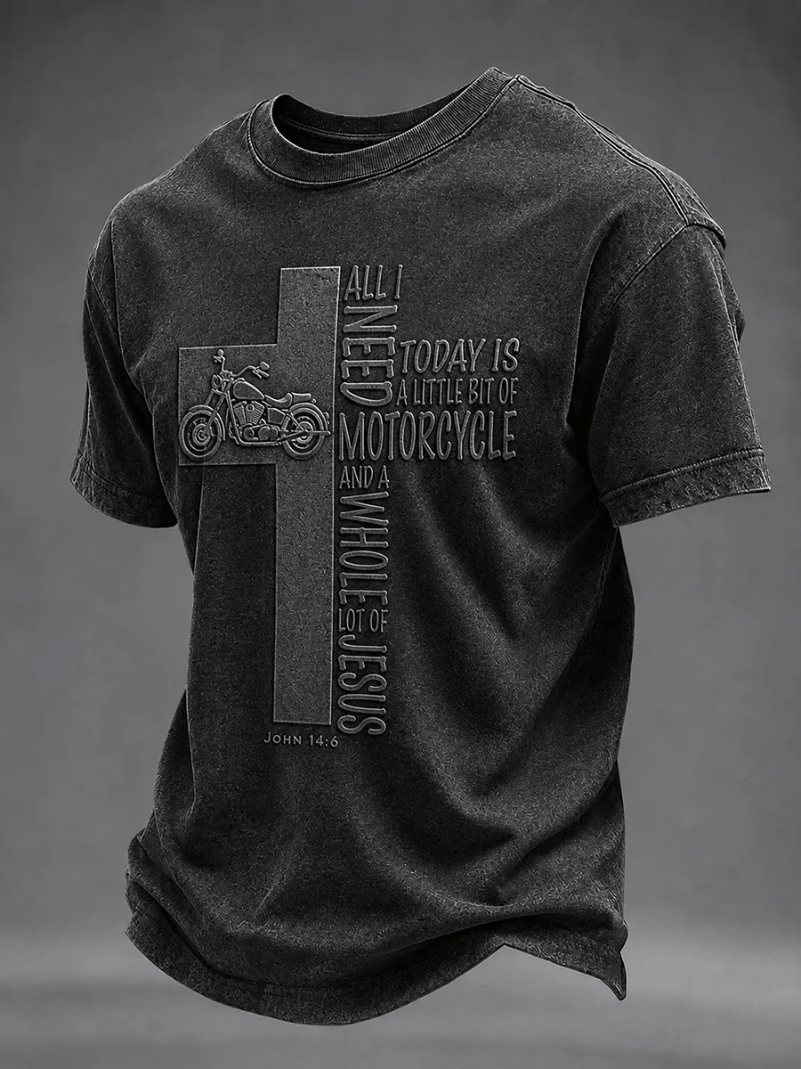 Men's  Faith Biker Rider Print Short-Sleeve T-Shirt