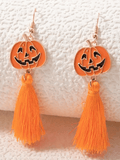 Halloween Cute Pumpkin Smiley Tassel Personalized Earrings