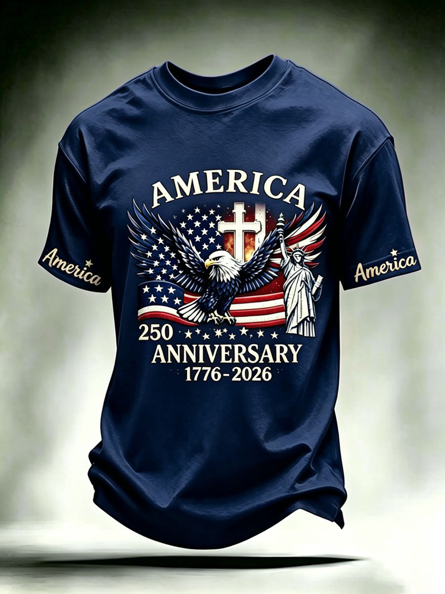 Men'S Casual American 250Th Anniversary Faith Short Sleeved T-Shirt