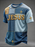 Men's Yeshua King Of Kings Lord Of Lords Print Round Neck T-shirt