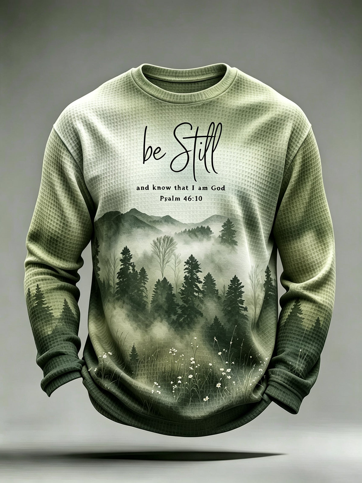 Men's Be Still And Know Psalm 46:10  Printed Waffle-Knit Top