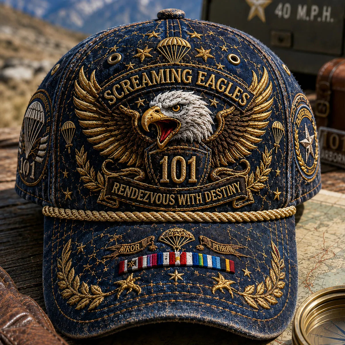 Vintage-style Veteran Print Casual Hat