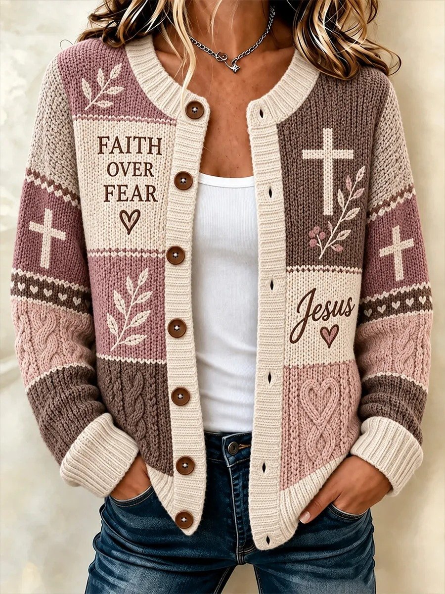 Women's Faith Print Cardigan
