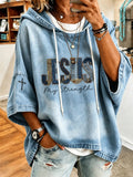 Women's Jesus Faith Cross Print Hooded Sweatshirt