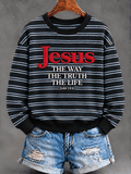 Women's Christian Jesus Stripe Regular Sweatshirt