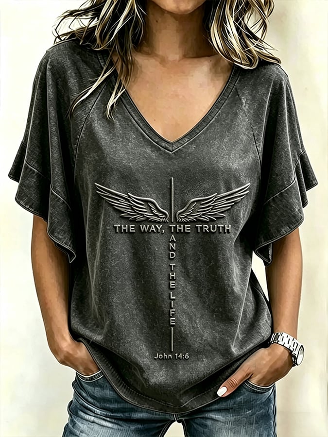Women's  Retro The Way The Truth And The Life  Print T-shirt