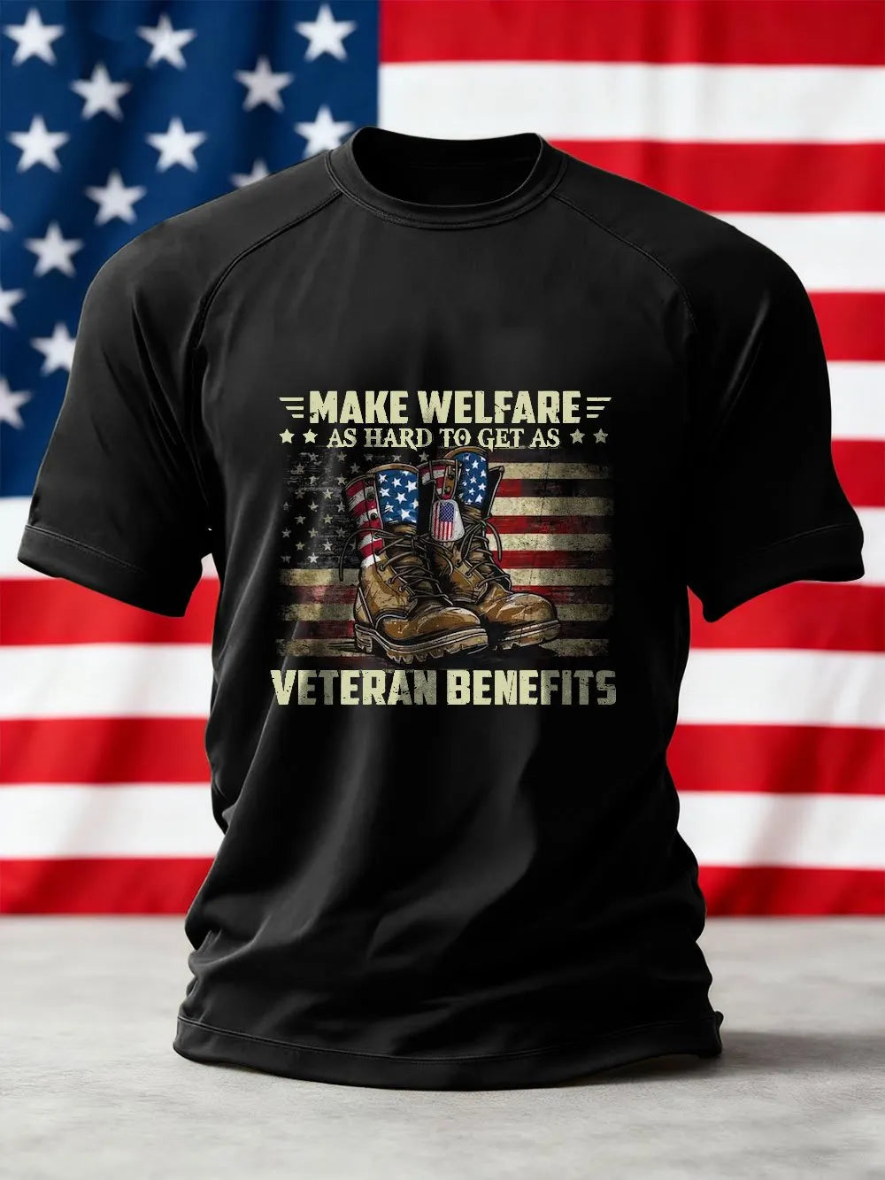 Men's Veterans Day Printed Crew Neck Short Sleeve T-Shirt