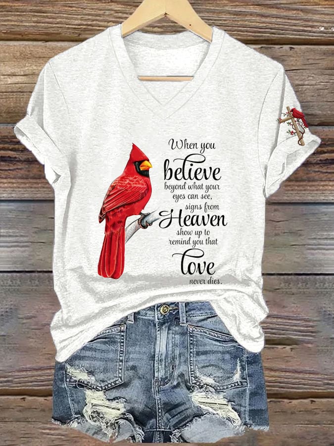 Women's Faith-Themed Graphic V-Neck T-Shirt
