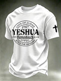 Men's Yeshua Faith Cross Printed Casual T-shirt