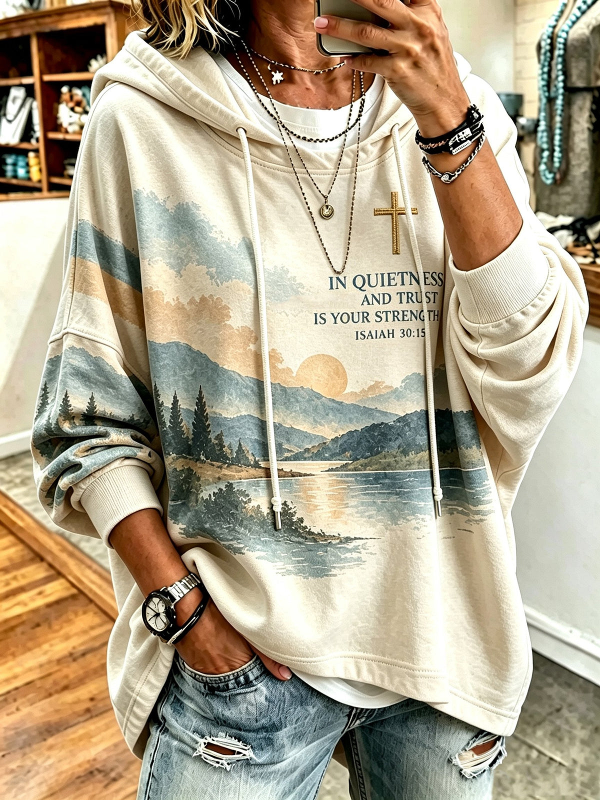 Women's Faith Print Casual Sweatshirt