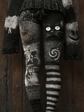 Women's Halloween Contrast Color Comfortable Knitted Print Leggings