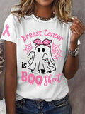 Women's Breast Cancer Is Boo Sheet Halloween Ghost Breast Cancer Awareness Warrior Tee