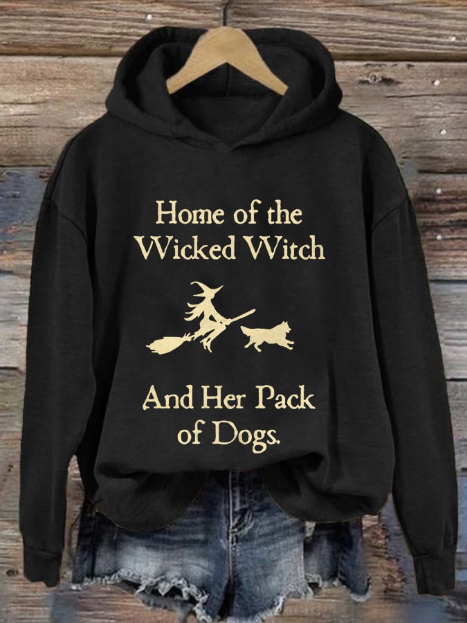 Retro Home Of The Wicked Witch And Her Pack Of Dogs Print Sweatshirt