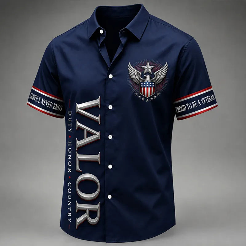 Men's Veteran Art Printed Casual Shirt