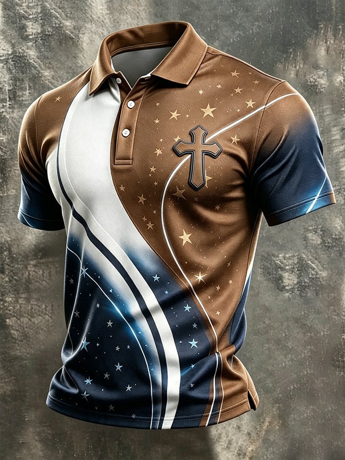 Men'S Casual "Faith" Print Polo Shirt