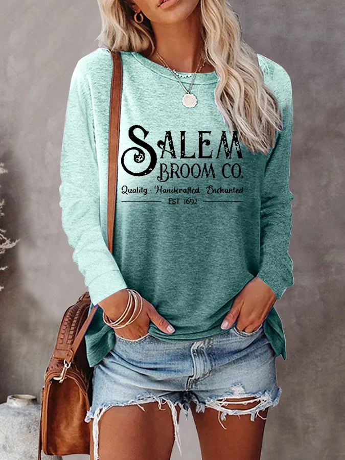 Gradient Print Long-Sleeve Top