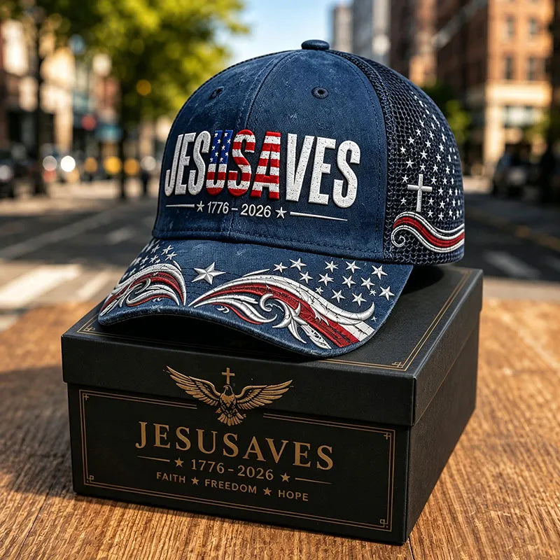 Jesus Saves Patriotic Mesh Baseball Cap