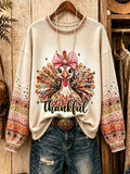 Women's Thanksgiving Turkey Print Sweatshirt