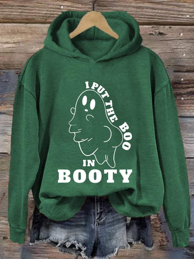 Women's Funny Halloween I Put The Boo in Booty Casual Hoodie