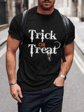 Men's Halloween Trick or Treat Print Short Sleeve T-shirt