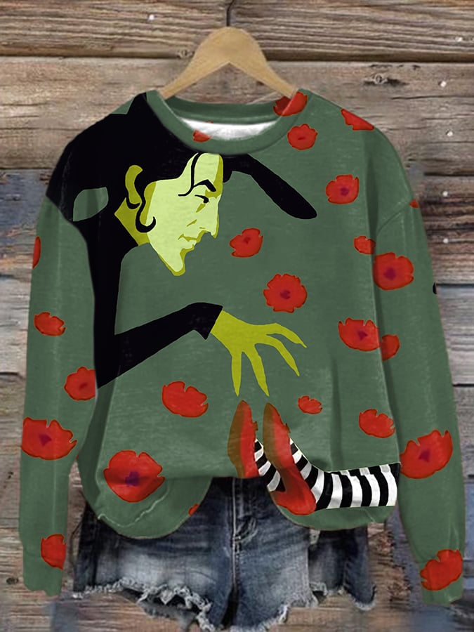 Women'S Halloween Printed Crew Neck Sweatshirt