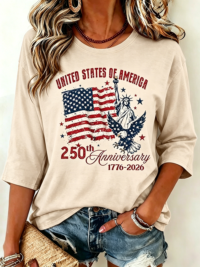 Women's Anniversary 1776-2026 Eagle Statue Of Liberty Tie Dye Tee
