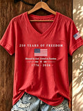 Women'S Independence Day Flag Printed Casual Short Sleeved Shirt