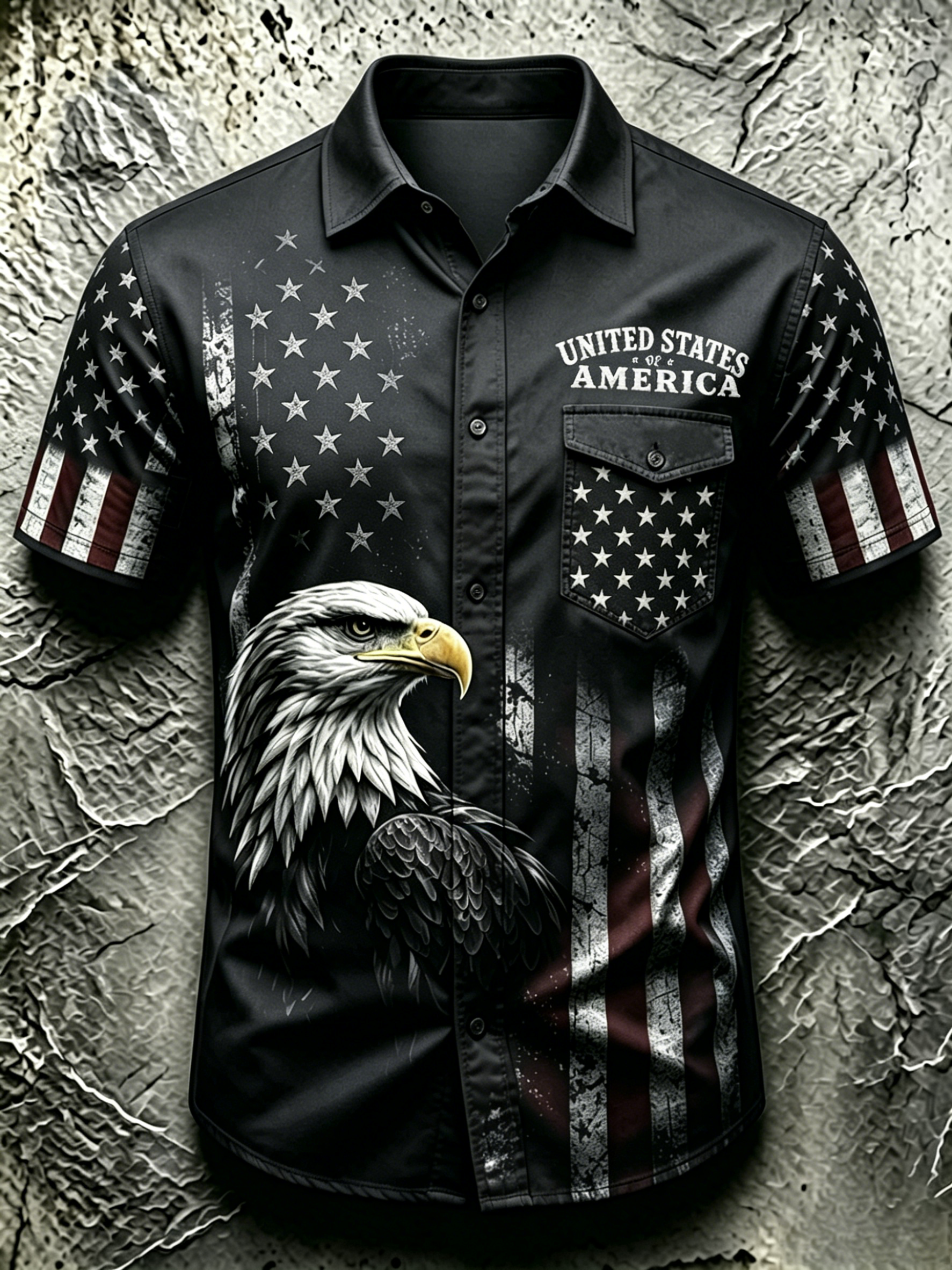 American Star Spangled Banner Commemorative Printed Pocket Shirt