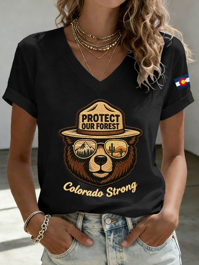 Women'S Colorado Strong Printed V-Neck T-Shirt