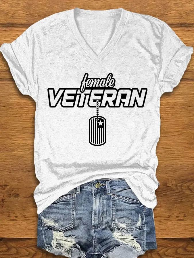 Women's "Female Veteran" Print T-Shirt