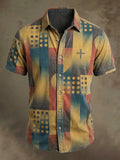 Men's Vintage Polka Dots Faith Faux-Linen Short-Sleeve Shirt