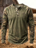 Men's Vintage Western Faith Camo Print Long-Sleeve T-Shirt