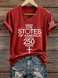 Women's America 250 1776-2026 Freedom Faith Print T-shirt