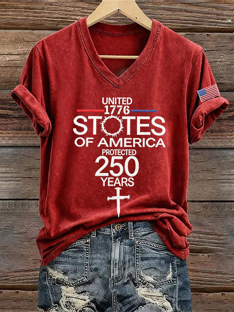 Women's America 250 1776-2026 Freedom Faith Print T-shirt