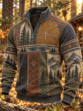 Men'S Autumn/Winter "Retro Faith" Zip-Up Sweatshirt