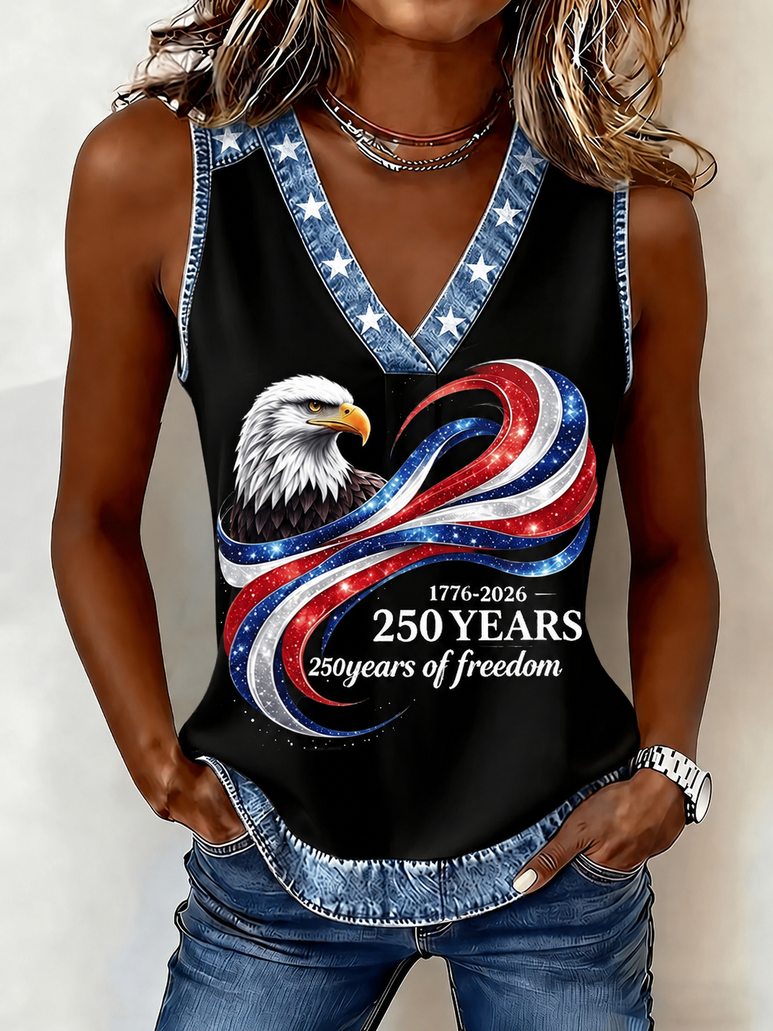 Women'S American 250Th Anniversary Faith Printed Casual Tank Top