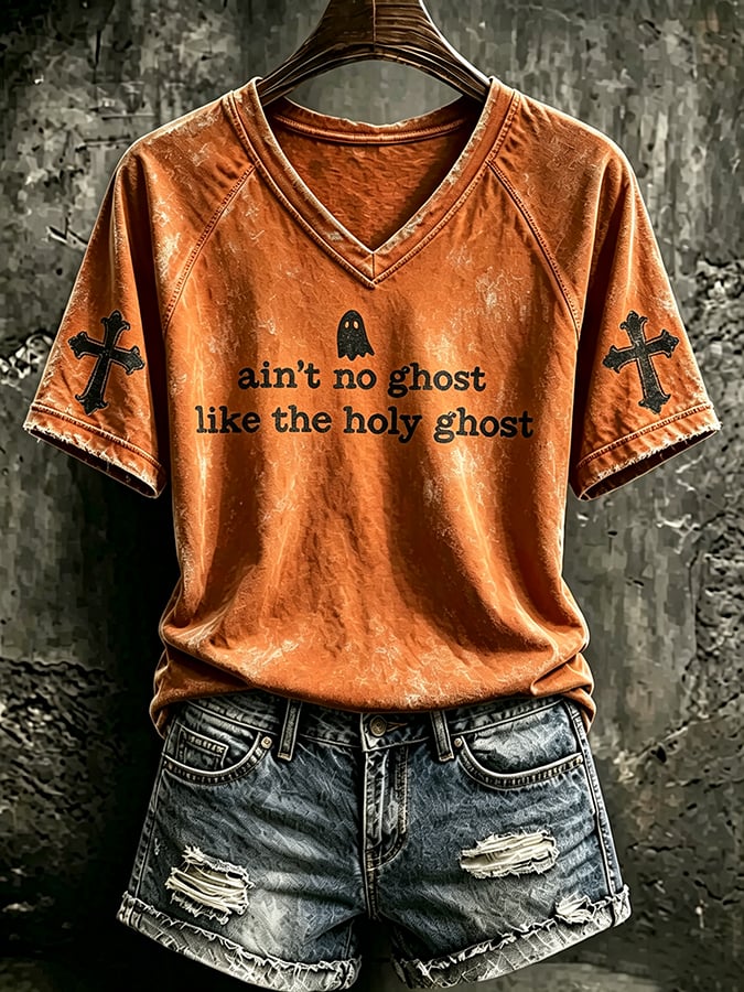 Women's Retro Ain't No Ghost Like The Holy Ghost Printed Top