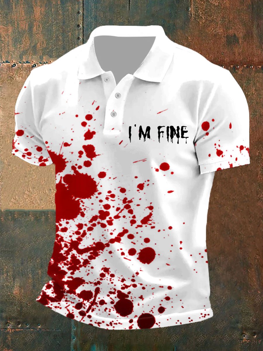 Men's Casual Retro Blood Stain Polo