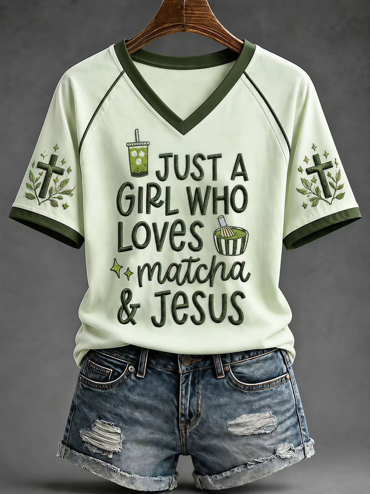 Women's "Just A Girl Who Loves Motcha&Jesus” Faith Casual T-shirt