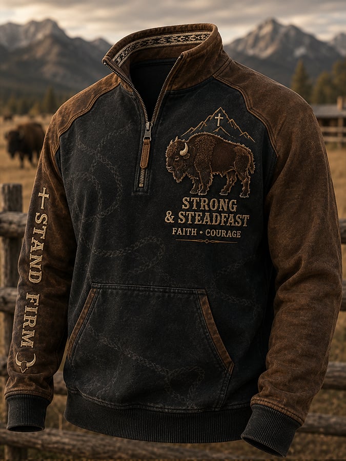 Men'S Casual Western Faith-Print Sweatshirt