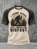 Men's I Found Jesus Still Looking For Bigfoot Print Short-Sleeve T-Shirt