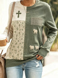 Women's Casual Cat Print Long-Sleeved Sweatshirt