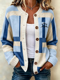 Women's Casual Printed Knit Cardigan
