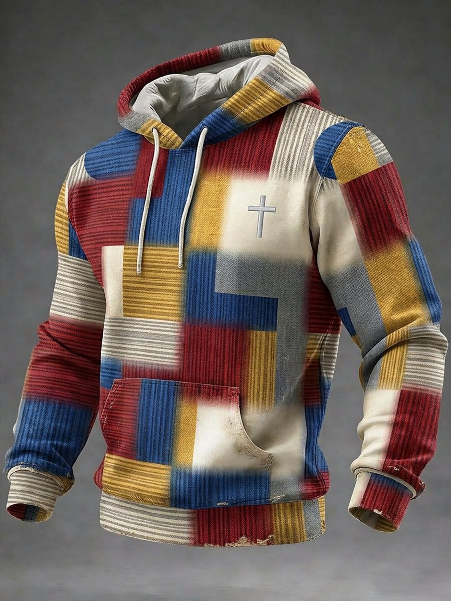 Men's Casual Faith Bauhaus Print Hooded